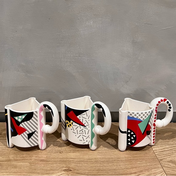 Vintage Other - Vintage 80’s Postmodern Carnival Fujimori for Kato Kogei Japan Mugs - Set of 3